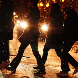 Winter Stroll thru Town print by Andrew Flynn Photography